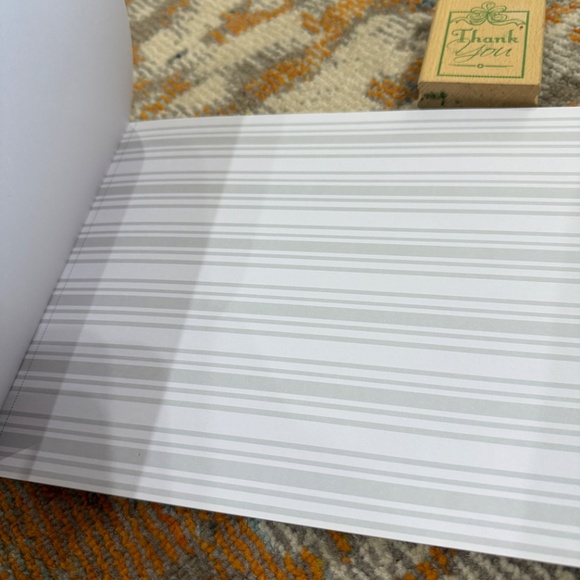 Lot of 2 scrapbook supplies neutral card stock paper & wood thank you stamp - Picture 5 of 15